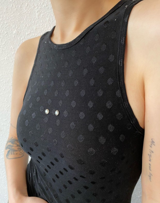 Black Studs Polka Dots Vest #250424